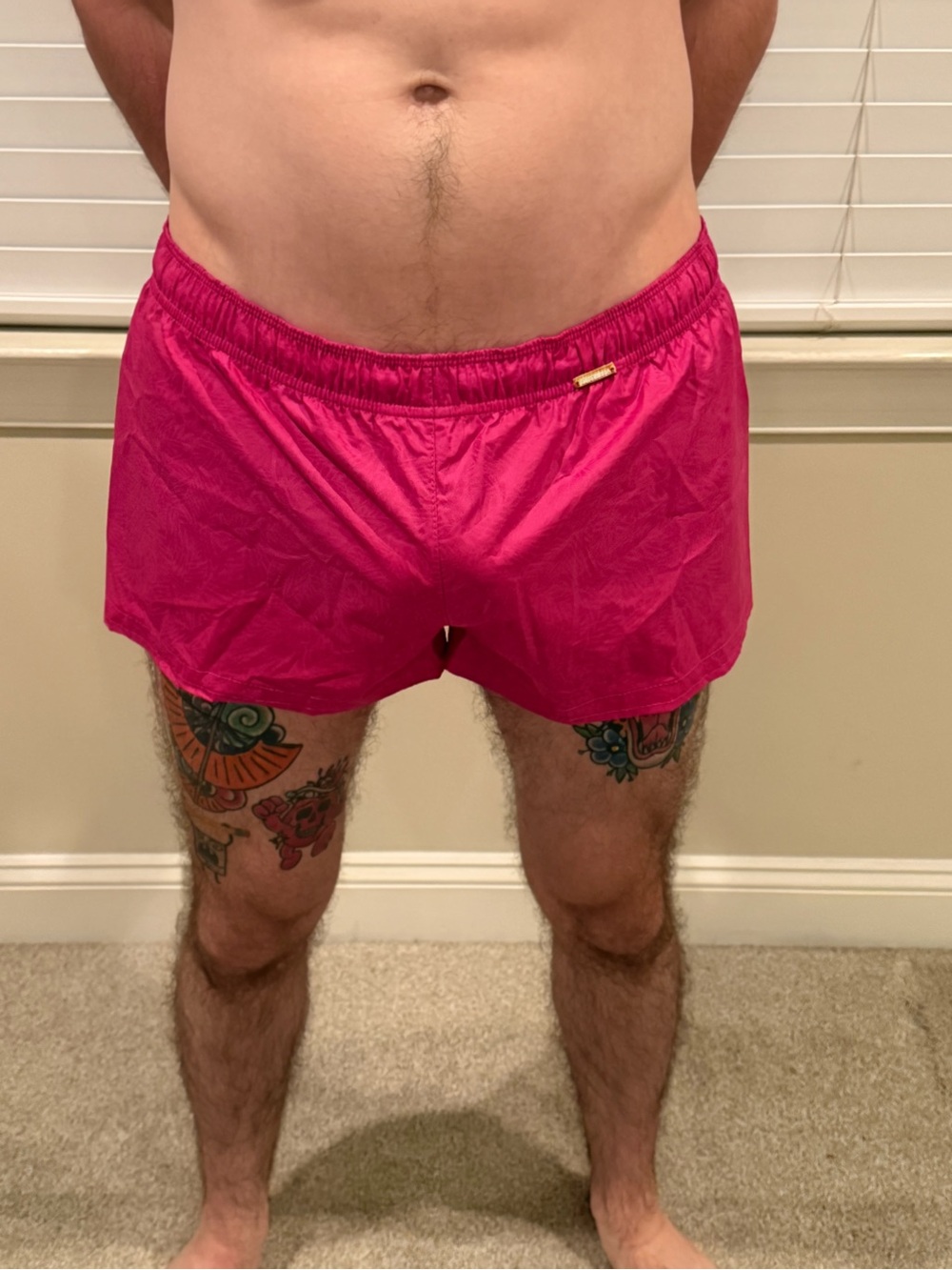 Bright Pink Men's Swim Trunks large